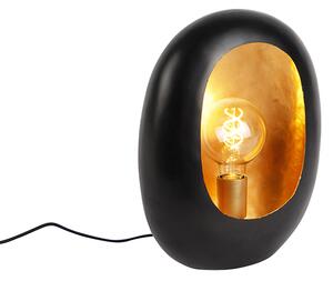 Dizajnová stolná lampa čierna so zlatým interiérom 36 cm - Cova