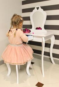 Ružový detský toaletný stolík s taburetkou Ružová