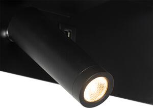 Moderné nástenné svietidlo čierne vrátane LED s USB - Thijs