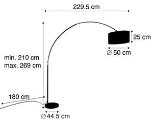 Oblúková lampa mosadz s čiernou látkou odtieň čierna 50 cm - XXL