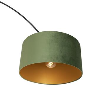 Oblúková lampa čierne zamatové tienidlo zelená so zlatou 50 cm - XXL