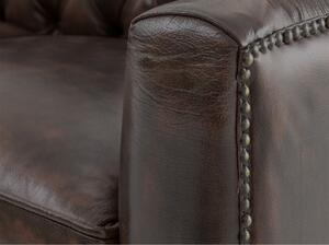 Massive home | Luxusní sedací souprava, starožitná hnědá Chesterfield z pravé kůže MH879CHES