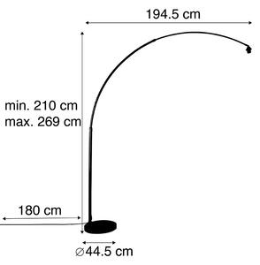 Moderná oblúková lampa čiernobielo nastaviteľná bez tienidla - XXL