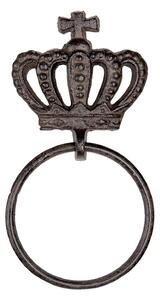 Hnedo čierny liatinový nástenný vešiak na utierky / uteráky - 13 * 4 * 15 cm - Clayre & Eef