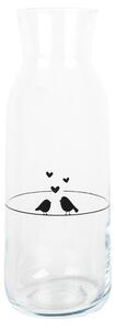 Sklenená karafa s vtáčikmi a srdiečkami Love Birds - Ø 9*25 cm / 1000 ml - Clayre & Eef