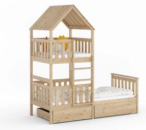Poschodová posteľ Villo 80x160 Bezfarebný lak