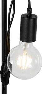 Vidiecka stojaca lampa čierna s dreveným 2-svetlom - Dami