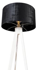 Moderná stojaca lampa statív biela s čiernym zamatovým odtieňom 50 cm - Tripod Classic