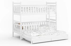 Poschodová posteľ pre 3 deti Trino 80x160 Biela
