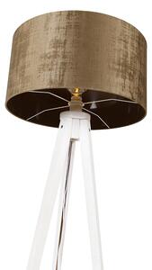 Moderná stojaca lampa statív biela s hnedým odtieňom 50 cm - Tripod Classic