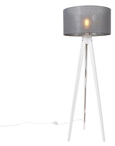 Moderná stojaca lampa statív biela so šedým odtieňom 50 cm - Tripod Classic