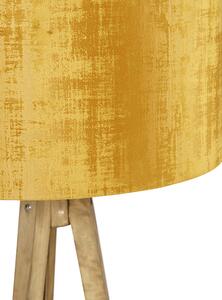 Vidiecky statív vintage drevo so zlatým odtieňom 50 cm - Tripod Classic