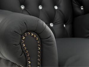 Massive home | Luxusní královské křeslo Chesterfield I černá z pravé kůže MH840CHES