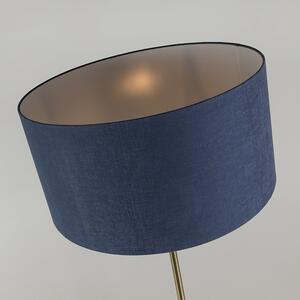 Podlahová lampa mosadz s modrým tienidlom 50 cm - Kaso