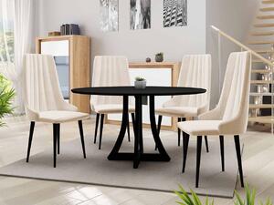 Okrúhly stôl Dagerto FI 100 so 4 stoličkami ST93 03, Farby: biely lesk / čierny lesk, Potah: Magic Velvet 2225 Mirjan24 5903211161902