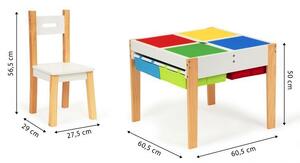 Farebný detský set stolíka a stoličiek Biela