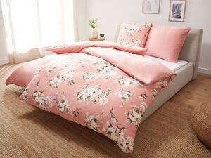 LIVARNO home Obojstranná posteľná bielizeň, 200 x 220 cm, 70 x 90 cm (kvety/bledoružová) (100351620)