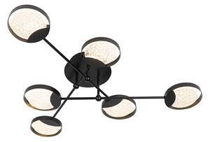 Stropné svietidlo čierne vrátane LED 3-stupňových stmievateľných 6 svetiel - Patrick