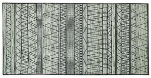 Koberec čierno-sivý polyesterový 80 x 150 cm s krátkym vlasom obdĺžnikový s geometrickým vzorom