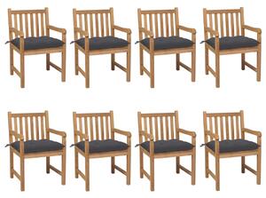 Záhradné stoličky 8 ks s antracitovými podložkami tíkový masív