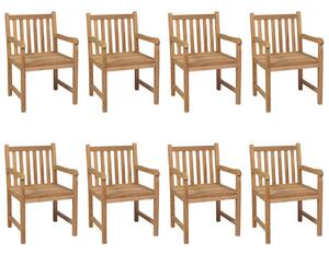 Záhradné stoličky 8 ks s bledomodrými podložkami teakový masív