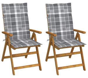Záhradné sklápacie stoličky 2 ks s podložkami akáciový masív