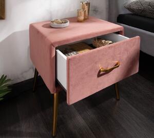 Massive home | Luxusní noční stolek ze sametu růžový Sanel MH400300