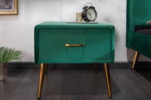 Massive home | Luxusní noční stolek ze sametu zelený Sanel 40031