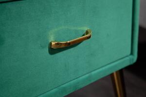 Massive home | Luxusní noční stolek ze sametu zelený Sanel 40031