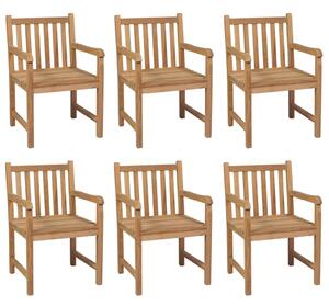 Záhradné stoličky 6 ks so svetlomodrými podložkami tíkový masív