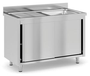 Nerezový umývací stôl so skrinkou, 1 drez, 1200 x 600 x 850 mm