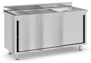 Nerezový umývací stôl so skrinkou, 1 drez, 1600 x 600 x 850 mm