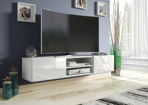 Závěsná TV skrínka 120 cm biela lesk
