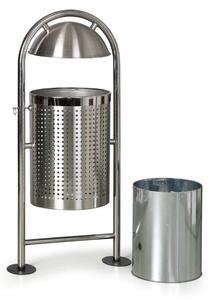 Vonkajší nerezový odpadkový kôš, 27 l, 460 x 320 x 1150 mm