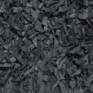 Izbový koberec čierny z pravej kože shaggy ručne tkaný obdĺžnikový 80 x 150 cm moderný dizajn