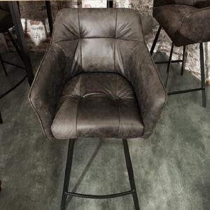 Massive home | Barová židle ze sametu, starožitná šedá zelená Gustav MH390800