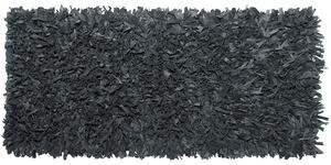 Izbový koberec čierny z pravej kože shaggy ručne tkaný obdĺžnikový 80 x 150 cm moderný dizajn