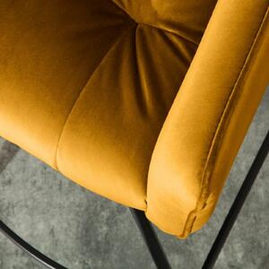 Massive home | Barová židle ze sametu, žlutá Gustav MH403080