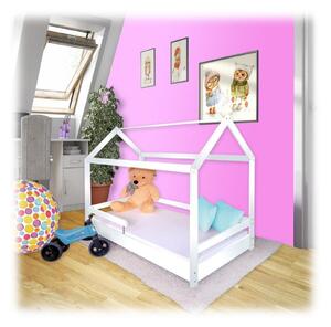 Detská postel domeček bílá 160x80 cm + rošt