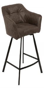 Massive home | Barová židle ze sametu, starožitná šedá zelená Gustav MH390800