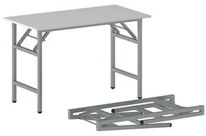 Konferenčný stôl FAST READY, 120x60 cm, sivostrieborná podnož, sivá