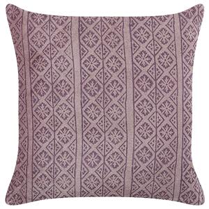 Dekoratívny vankúš ružový zamat bavlna 45 x 45 cm geometrický vzor bloková potlač štvorcový tvar boho moderný štýl doplnky