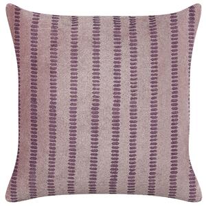Dekoratívny vankúš ružový zamat a bavlna 45 x 45 cm pruhovaný vzor bloková potlač boho dekorácia
