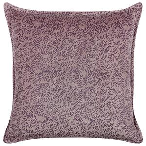 Dekoratívny vankúš ružový zamat a bavlna 45 x 45 cm kvetovaný vzor bloková potlač boho dekorácia