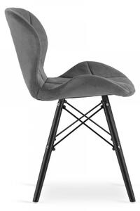 SUPPLIES LAGO Jedálenská velúrová stolička - grafitová farba / čierne nohy