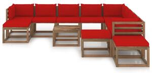 12-dielna záhradná sedacia súprava s podložkami červená