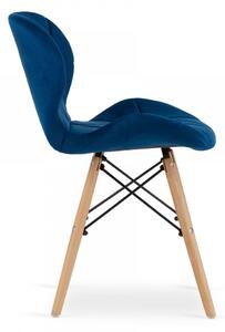 SUPPLIES LAGO Jedálenská velúrová stolička - modrá farba