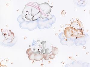 Detská bavlnená látka/plátno Sandra SA-368 Spiace zvieratká na oblohe - šírka 160 cm