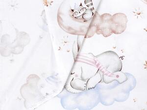 Detská bavlnená látka/plátno Sandra SA-368 Spiace zvieratká na oblohe - šírka 160 cm