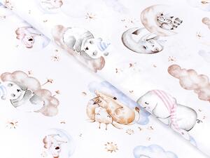 Biante Detské bavlnené posteľné obliečky do postieľky Sandra SA-368 Spiace zvieratká na oblohe Do postieľky 90x120 a 40x60 cm